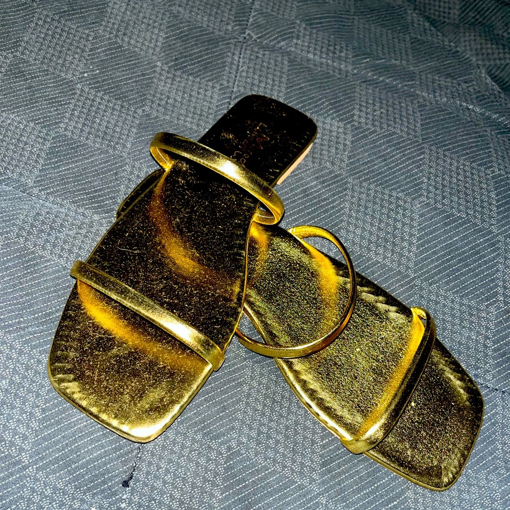 Gold square front sandals. Worn once.
